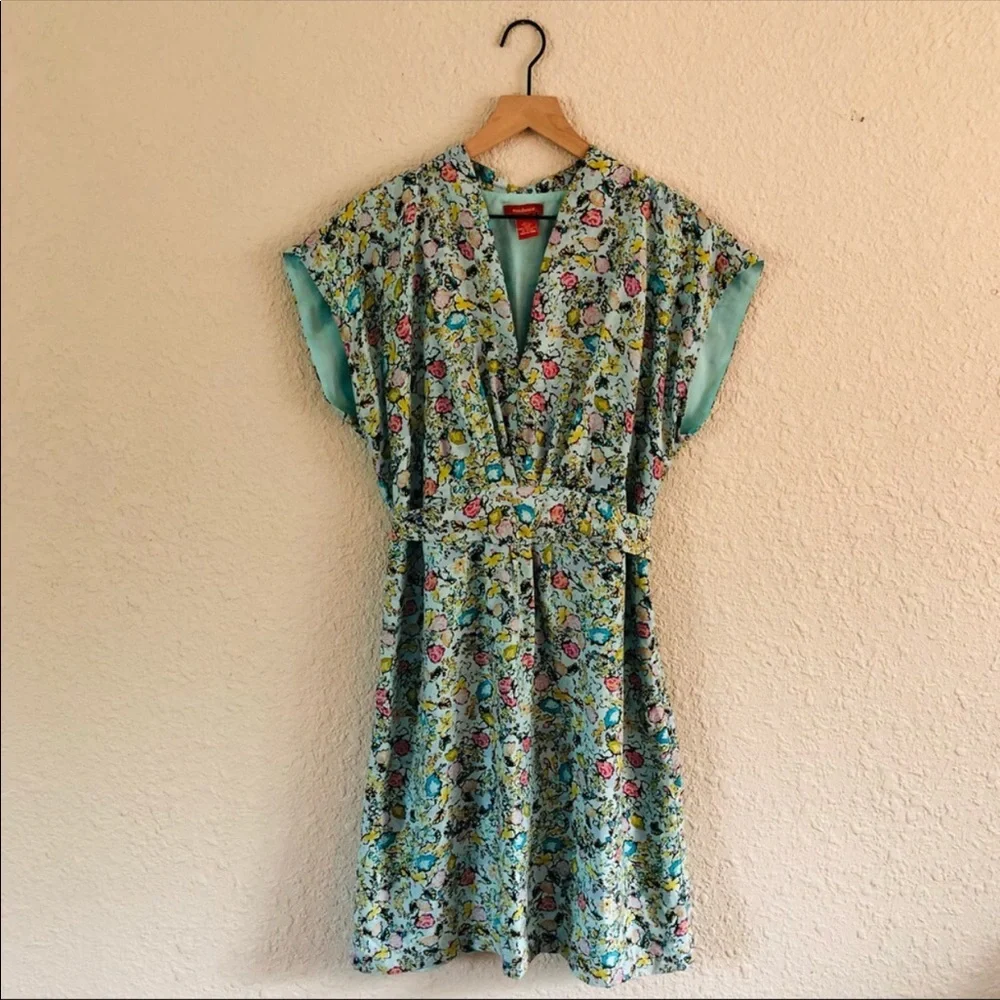 Sundance silk light blue floral tie waist dress size 14 - Picture 1 of 14